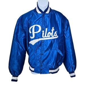 VTG Butwin Pilots Alaska Jacket Blue Satin Baseball Insulated Made USA Men's XL
